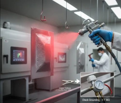 مشکلات مربوط به تجهیزات پاشش رنگ پودری